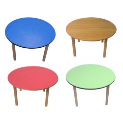 Kids round study and activity table wooden frame with mdf top blue red green beech for sale online London United kingdom