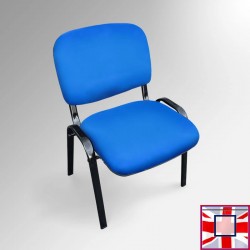 Blue Office Stacking Chair, Faux Leather & Black Legs(Including Bracket) for sale online in UK