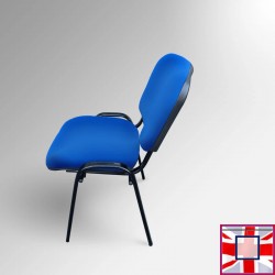 Blue Office Stacking Chair, Faux Leather & Black Legs(Including Bracket) for sale online in UK