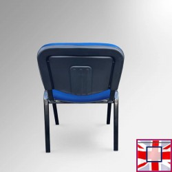 Blue Office Stacking Chair back, Faux Leather & Black Legs(Including Bracket) for sale online in UK