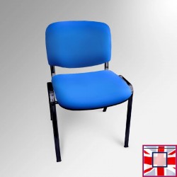 Blue Office Stacking Chair, Faux Leather & Black Legs(Including Bracket) for sale online in UK