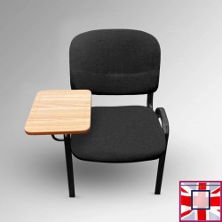 Black Lecture Chair - Soft Padded Seat & Writing Tablet, Stackable Chairs(Including Bracket) for sale online in UK