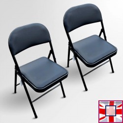 Black Folding Chair, Padded Leather (Including Bracket) for sale online in UK