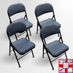 Black Folding Chair, Padded Leather (Including Bracket) for sale online in UK