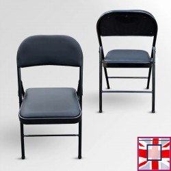 Black Folding Chair, Padded Leather (Including Bracket) for sale online in UK