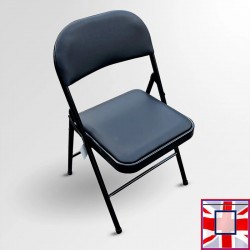 Black Folding Chair, Padded Leather