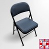 Black Folding Chair, Padded Leather