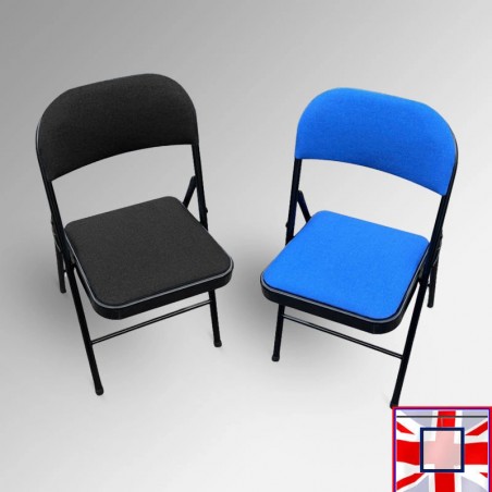 Folding Fabric Office Chairs - Padded Seating for Business & Education (Colours: Black & Blue