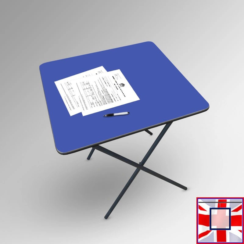 Foldable Exam Desk - Folding Square Table (Colour: Blue, Oak)  for sale online in UK