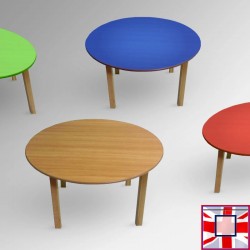 Kids Round Coloured Table - Children's Preschool Desk (Red, Blue, Lime, Beechwood) for sale online in UK
