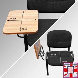 Black Lecture Chair - Soft Padded Seat & Writing Tablet, Stackable Chairs for sale online in UK