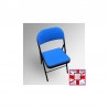 Folding Exam Desk & Padded Chair Set - Beechwood Table with Blue Foldaway Seat