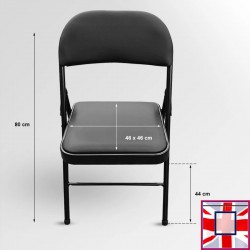 Folding Exam Desk & Leather Chair Set - Beechwood Table with Black Faux Leather Foldaway Seat for sale online in UK