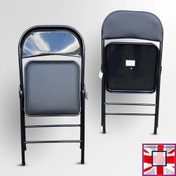 Folding Exam Desk & Leather Chair Set - Beechwood Table with Black Faux Leather Foldaway Seat for sale online in UK