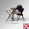 Folding Exam Desk & Leather Chair Set - Beechwood Table with Black Faux Leather Foldaway Seat
