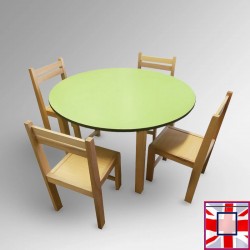Round Kids Table & Wood Chairs Set - Children's Activity Furniture ( Lime) for sale online in UK