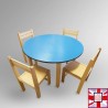 Round Kids Table & Wood Chairs Set - Children's Activity Furniture ( blue) for sale online in UK