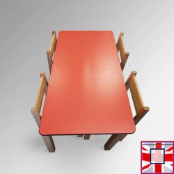 Kids Activity Table & Wood Chairs Set - Children's School Furniture (Red, Lime, Dark Oak, Beechwood)  for sale online in UK