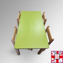 Kids Activity Table & Wood Chairs Set - Children's School Furniture (Red, Lime, Dark Oak, Beechwood)  for sale online in UK