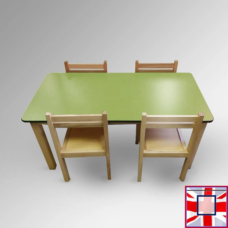 Kids Activity Table & Wood Chairs Set - Children's School Furniture (Red, Lime, Dark Oak, Beechwood)  for sale online in UK