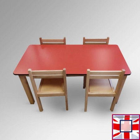 Kids Activity Table & Wood Chairs Set - Children's School Furniture (Red, Lime, Dark Oak, Beechwood)  for sale online in UK