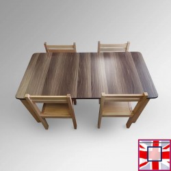 Kids Activity Table & Wood Chairs Set - Children's School Furniture (Red, Lime, Dark Oak, Beechwood)  for sale online in UK