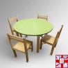 Round Kids Table & Wood Chairs Set - Children's Activity Furniture (Red, Blue, Lime, Beechwood) for sale online in UK