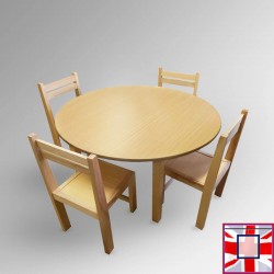 Round Kids Table & Wood Chairs Set - Children's Activity Furniture (Red, Blue, Lime, Beechwood) for sale online in UK