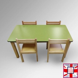 Kids Activity Table & Wood Chairs Set - Children's School Furniture ( Lime, )  for sale online in UK