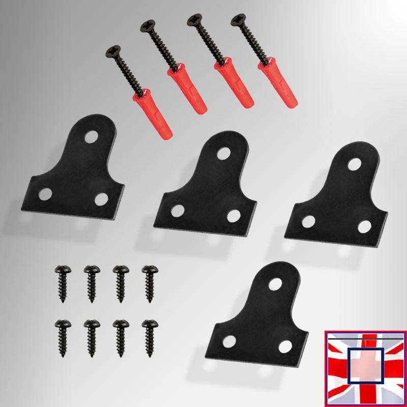 Black Mirror Plate & Screws Set (Pack of 4)