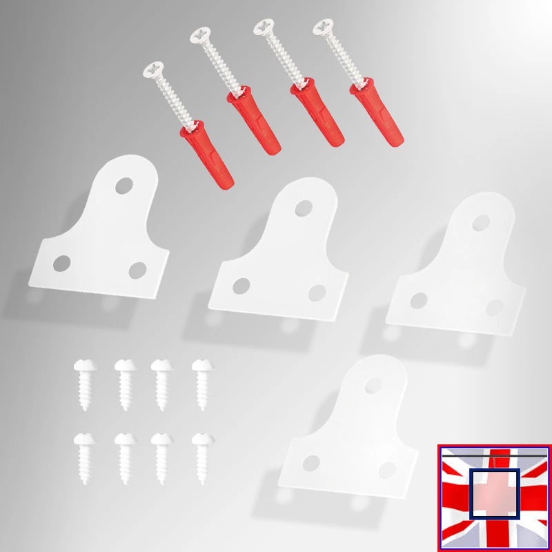 White Mirror Plate & Screws Set (Pack of 4) for sale onine in UK