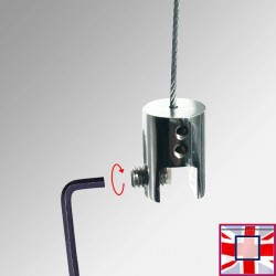 Ceiling Cable Panel Clamp Kit - Hang Signage Panels & Advertising Boards From Ceilings, Acrylic & Glass Compatible