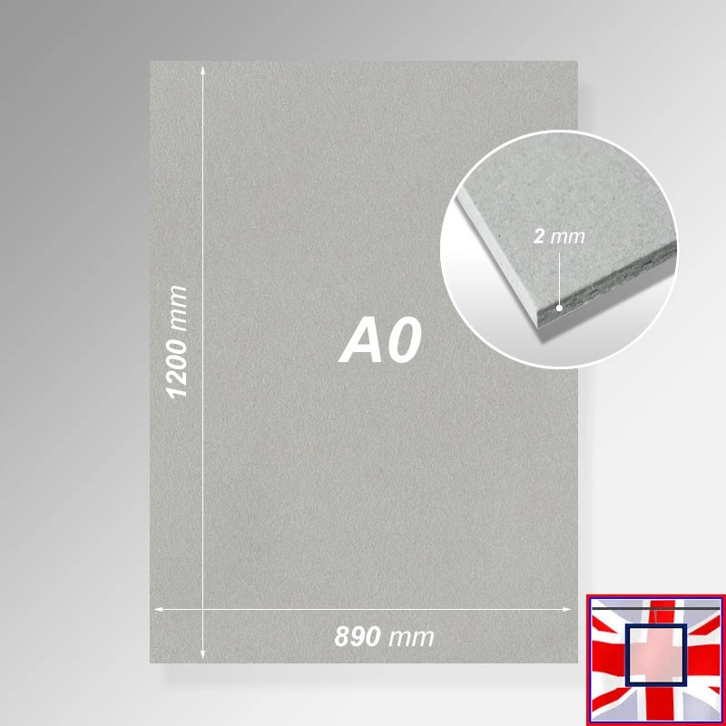 Acid-Free Grey Cardboard Sheets - 1200gsm / 2mm / 2000 micron, Extra-Thick! Low Price!  for sale online in UK